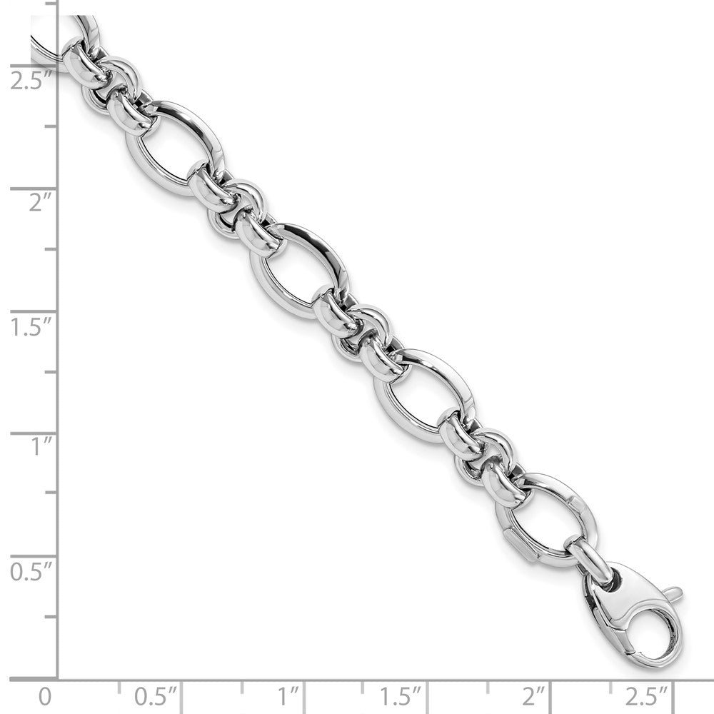 14K White Gold Polished 9.0mm Open Link 7.5 inch Bracelet