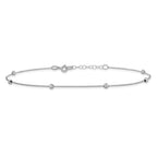 14K White Gold Diamond-cut Bead 6-Station 10 inch Plus 1 inch Extender - Total 11 inch Anklet