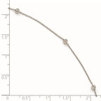 14K White Gold Diamond-cut Bead 6-Station 10 inch Plus 1 inch Extender - Total 11 inch Anklet
