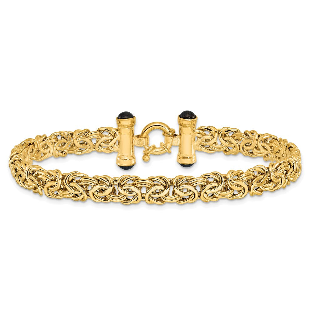 14K Polished 9.0mm Fancy Link with Black Onyx 8 inch Bracelet