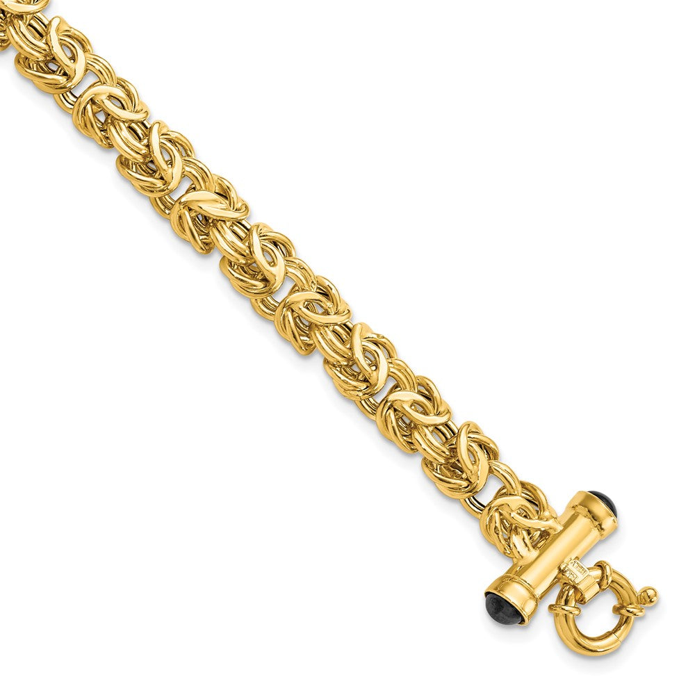 14K Polished 9.0mm Fancy Link with Black Onyx 8 inch Bracelet