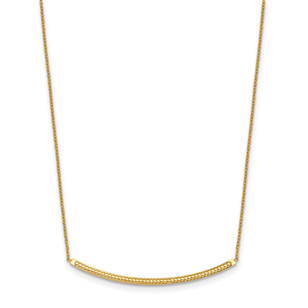 14K Polished and Diamond-cut 16 inch with 2in extender Bar Necklace