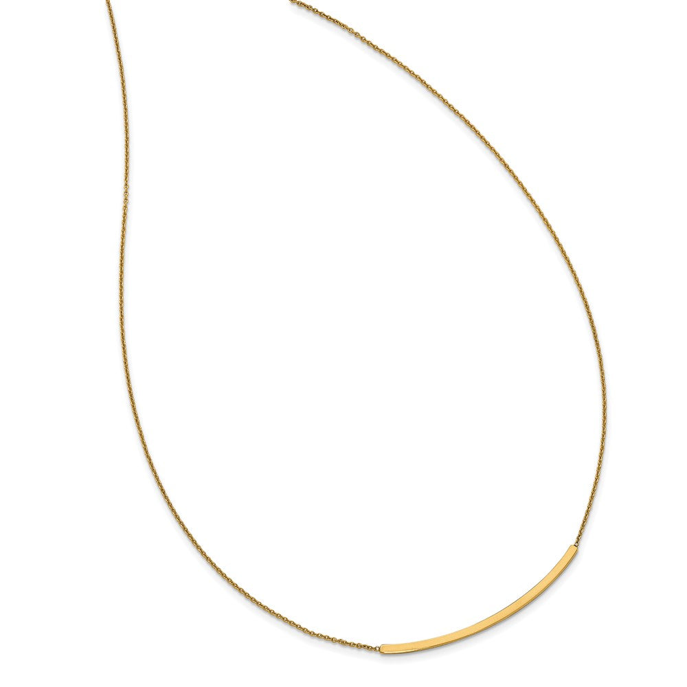 14K Polished and Diamond-cut 16 inch with 2in extender Bar Necklace