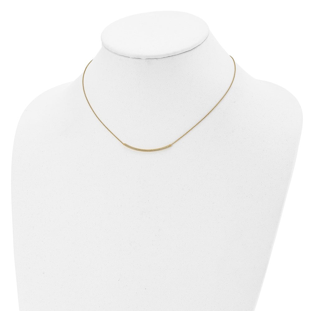 14K Polished and Diamond-cut 16 inch with 2in extender Bar Necklace