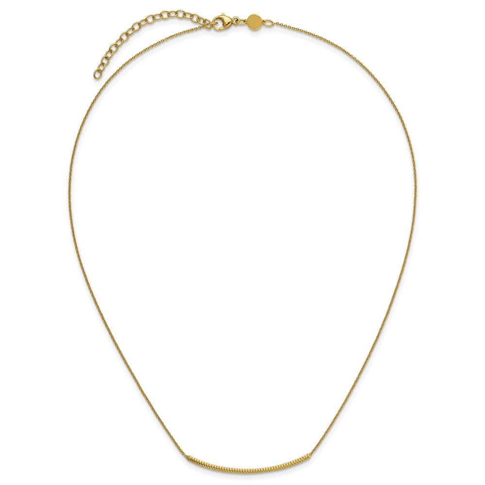 14K Polished and Diamond-cut 16 inch with 2in extender Bar Necklace