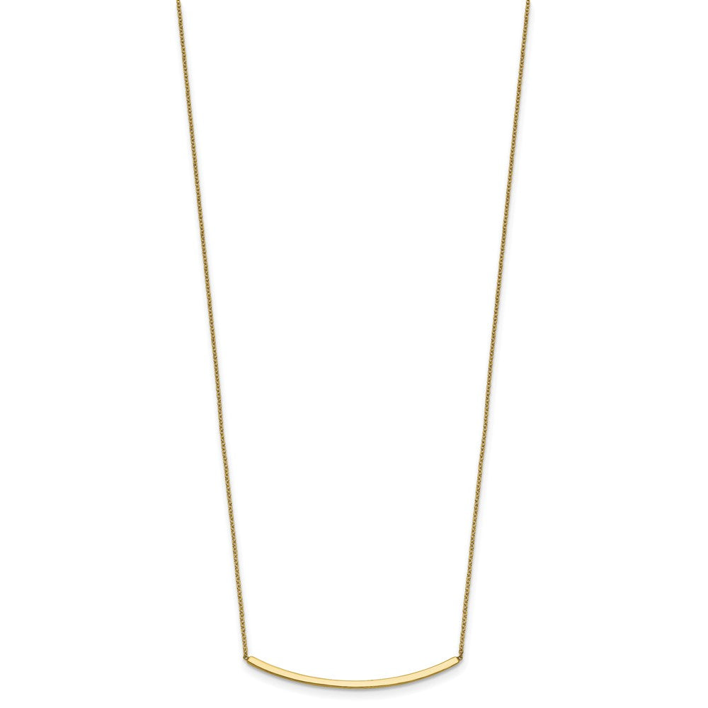 14K Polished and Diamond-cut 16 inch with 2in extender Bar Necklace