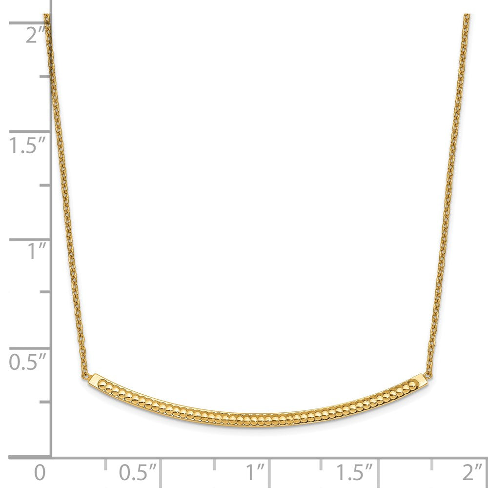 14K Polished and Diamond-cut 16 inch with 2in extender Bar Necklace