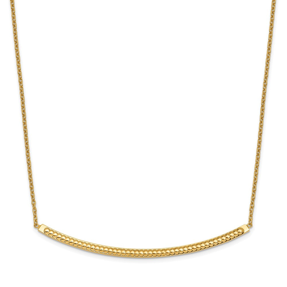 14K Polished and Diamond-cut 16 inch with 2in extender Bar Necklace