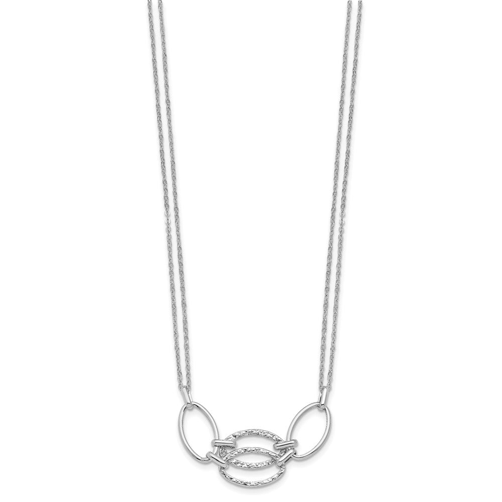 14K White Gold Polished Double Strand Link 17.5 inch Necklace