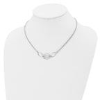 14K White Gold Polished Double Strand Link 17.5 inch Necklace