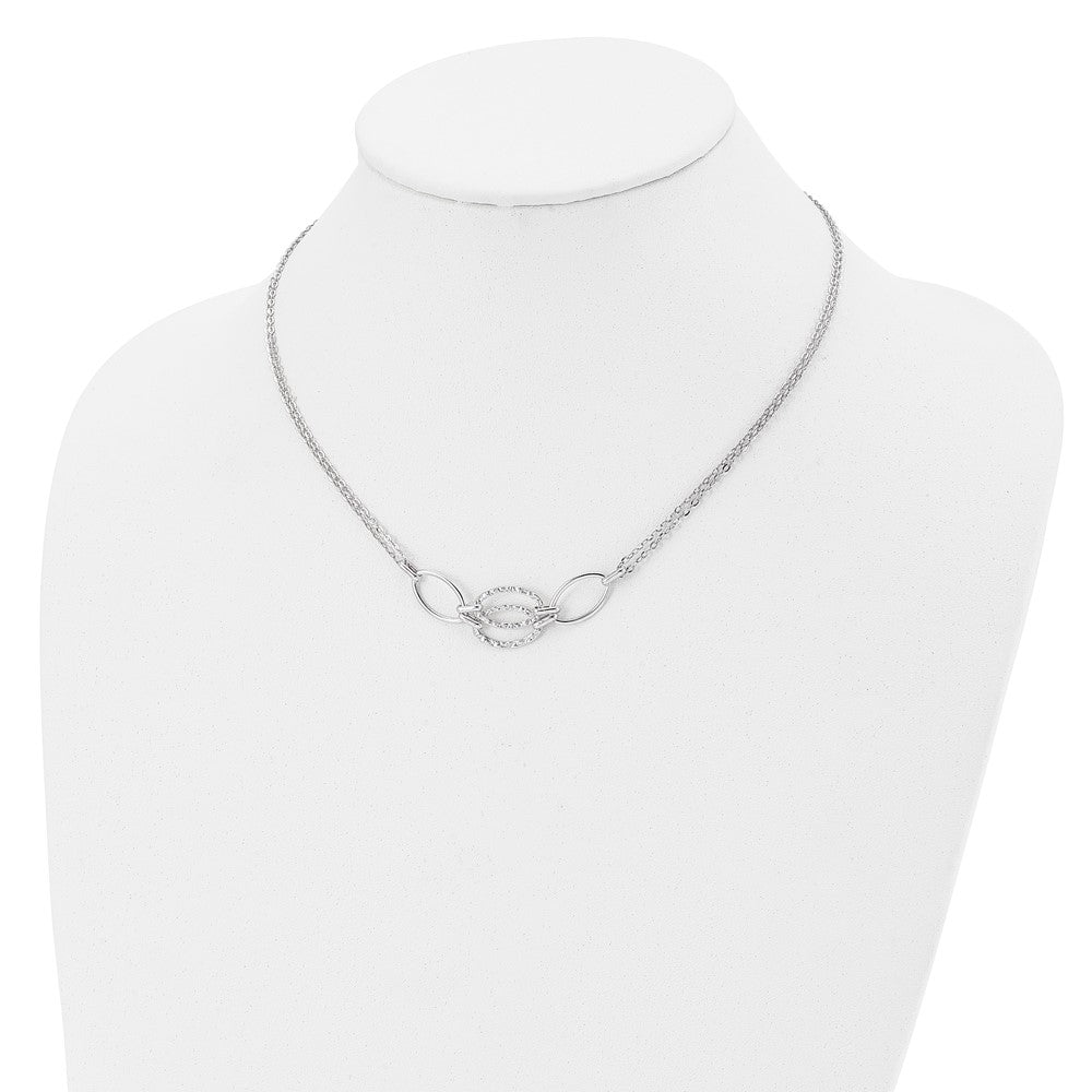 14K White Gold Polished Double Strand Link 17.5 inch Necklace