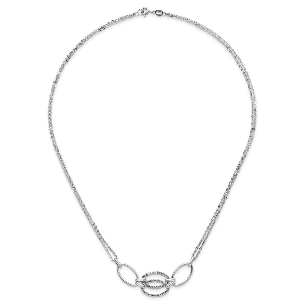 14K White Gold Polished Double Strand Link 17.5 inch Necklace