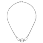 14K White Gold Polished Double Strand Link 17.5 inch Necklace