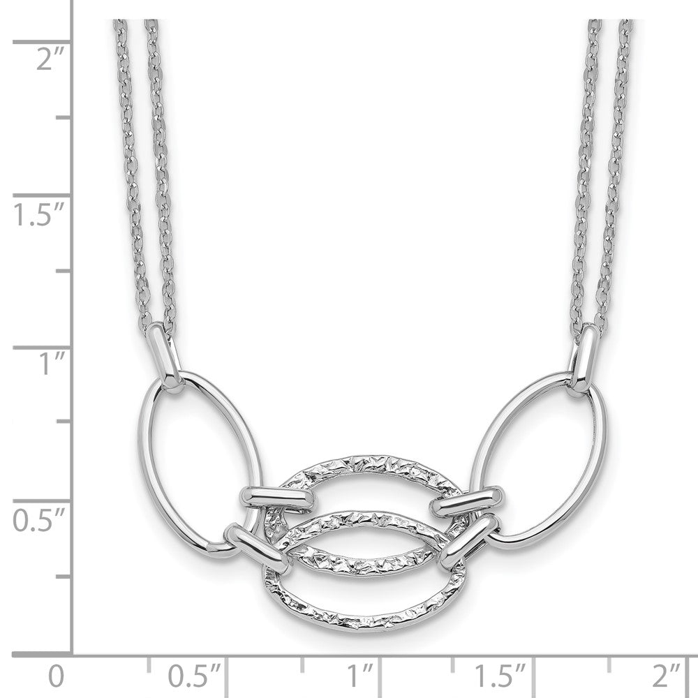 14K White Gold Polished Double Strand Link 17.5 inch Necklace