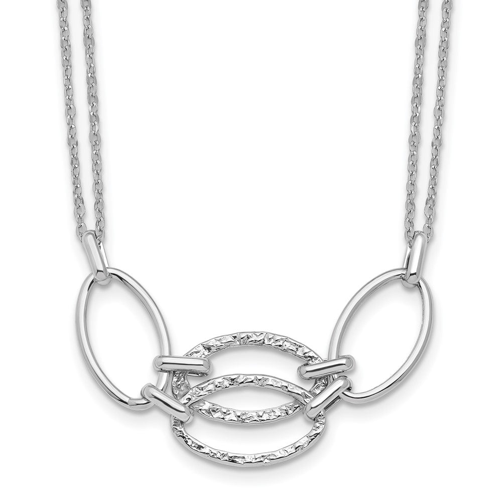 14K White Gold Polished Double Strand Link 17.5 inch Necklace