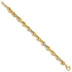 14K Two-tone Polished and Diamond-cut 9.0mm Fancy Link 8 inch Bracelet