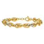 14K Two-tone Polished and Diamond-cut 9.0mm Fancy Link 8 inch Bracelet
