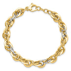 14K Two-tone Polished and Diamond-cut 9.0mm Fancy Link 8 inch Bracelet