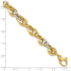 14K Two-tone Polished and Diamond-cut 9.0mm Fancy Link 8 inch Bracelet