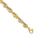 14K Two-tone Polished and Diamond-cut 9.0mm Fancy Link 8 inch Bracelet