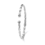 14K White Gold Polished Textured Hinge Cuff Bangle