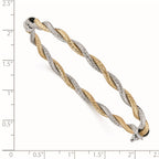 14K with White Rhodium Textured Hinged Bangle