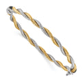 14K with White Rhodium Textured Hinged Bangle