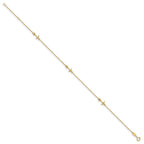 14K CZ Anchor 3-Station 9 inch Plus 1 inch Extender - Total 10 inch Anklet