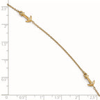 14K CZ Anchor 3-Station 9 inch Plus 1 inch Extender - Total 10 inch Anklet