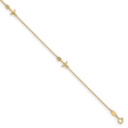 14K CZ Anchor 3-Station 9 inch Plus 1 inch Extender - Total 10 inch Anklet