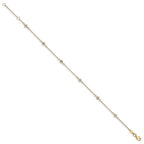 14K Bezel-set CZ 6-Station 9 inch Plus 1 inch Extender - Total 10 inch Anklet