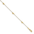 14K Diamond-cut Heart 5-Station 9 inch Plus 1 inch Extender - Total 10 inch Anklet