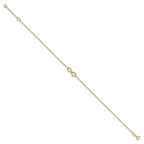 14K Polished Infinity 9 inch Plus 1 inch Extender - Total 10 inch Anklet