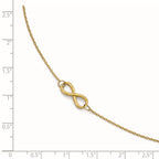 14K Polished Infinity 9 inch Plus 1 inch Extender - Total 10 inch Anklet