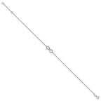 14K White Gold Polished Infinity 9 inch Plus 1 inch Extender - Total 10 inch Anklet