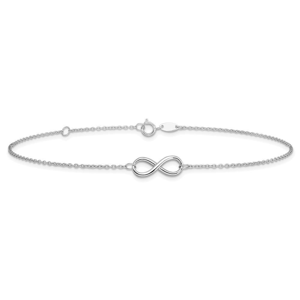 14K White Gold Polished Infinity 9 inch Plus 1 inch Extender - Total 10 inch Anklet