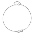14K White Gold Polished Infinity 9 inch Plus 1 inch Extender - Total 10 inch Anklet