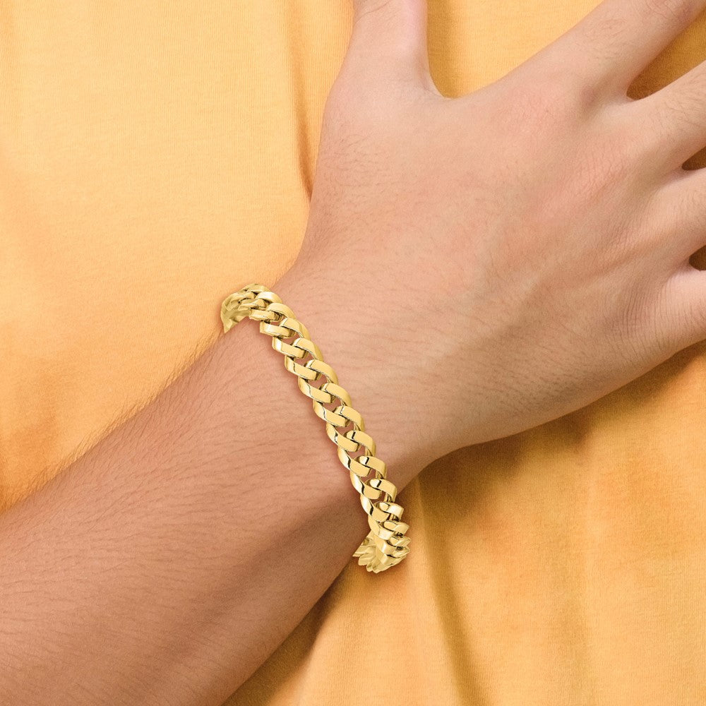 14K 8.5mm Beveled Curb 8 inch Bracelet