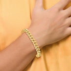 14K 8.5mm Beveled Curb 8 inch Bracelet