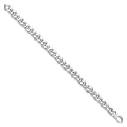 14K White Gold 8.5mm Beveled Curb 8 inch Bracelet
