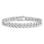 14K White Gold 8.5mm Beveled Curb 8 inch Bracelet