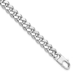14K White Gold 8.5mm Beveled Curb 8 inch Bracelet