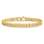 14K 7.0mm Beveled Curb 8 inch Bracelet