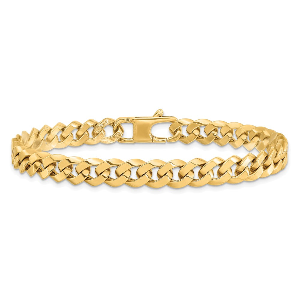 14K 7.0mm Beveled Curb 8 inch Bracelet