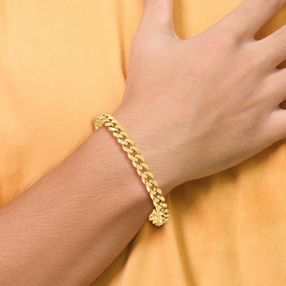 14K 7.0mm Beveled Curb 8 inch Bracelet