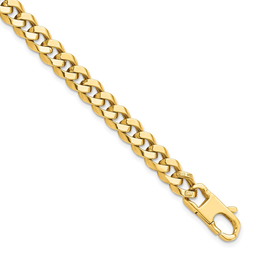 14K 7.0mm Beveled Curb 8 inch Bracelet