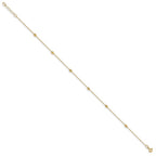 14K Diamond-cut Oval Beads 6-Station 10 inch Plus 1 inch Extender - Total 11 inch Anklet