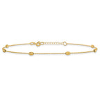 14K Diamond-cut Oval Beads 6-Station 10 inch Plus 1 inch Extender - Total 11 inch Anklet