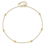 14K Diamond-cut Oval Beads 6-Station 10 inch Plus 1 inch Extender - Total 11 inch Anklet