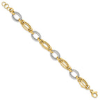 14K Two-tone Polished and Textured 11.0mm Fancy Link 8 inch Bracelet